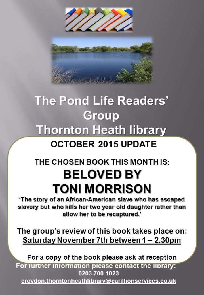 thornton heath library pondlife reading group. update. october